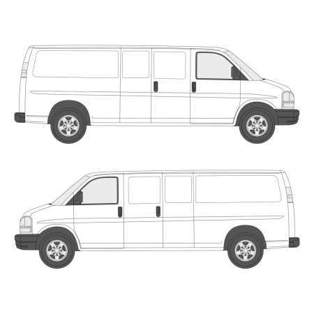 Build Your Own Shelving – Savana (2000 - present) cargo van, Extended 155&quot; wheelbase, standard roof, single sliding door
