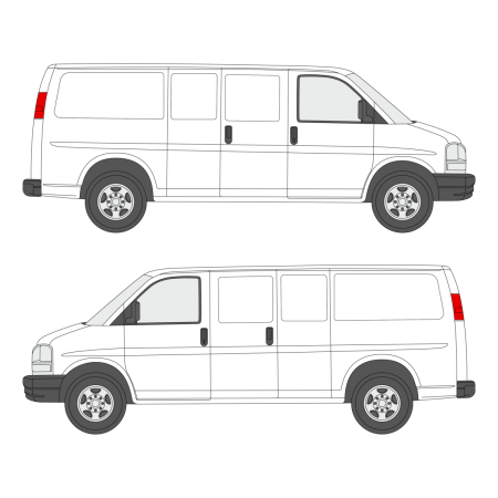 Build Your Own Shelving – Savana (2000 - present) cargo van, Regular 135&quot; wheelbase, standard roof, single sliding door