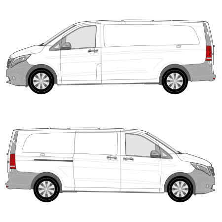 Build Your Own Shelving – Metris (2015 - present) cargo van, Long 135&quot; wheelbase, standard roof, single sliding door