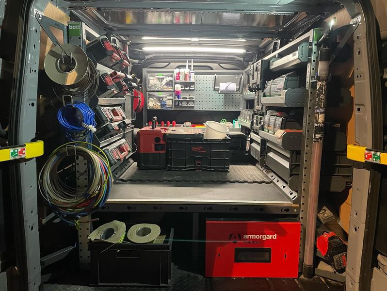 transit custom metal van racking for electricians
